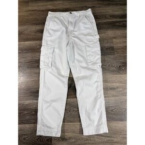 American Eagle White Cargo Pants Womens 4 Short High Rise Straight Leg Utility